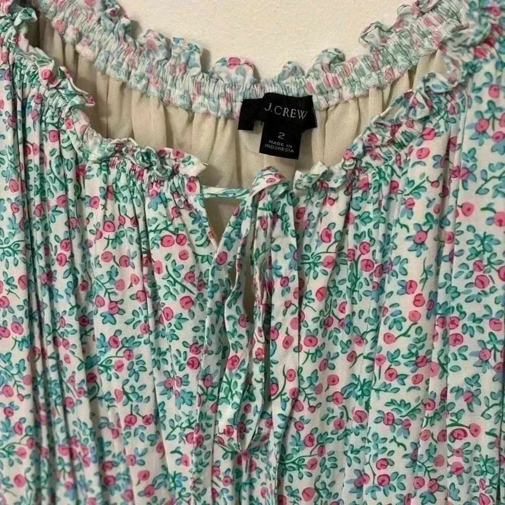 J. Crew‎ Puff-sleeve midi dress in floral 🩵